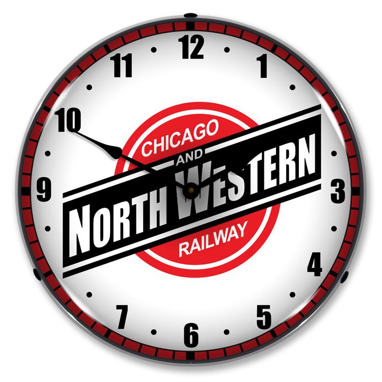 Chicago North Western Railroad LED Clock-LED Clocks-Grease Monkey Garage