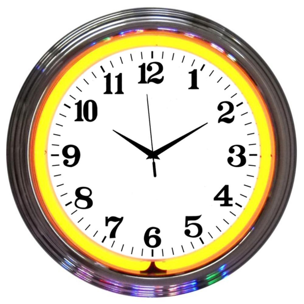 Chrome Orange Standard Neon Clock-Clocks-Grease Monkey Garage