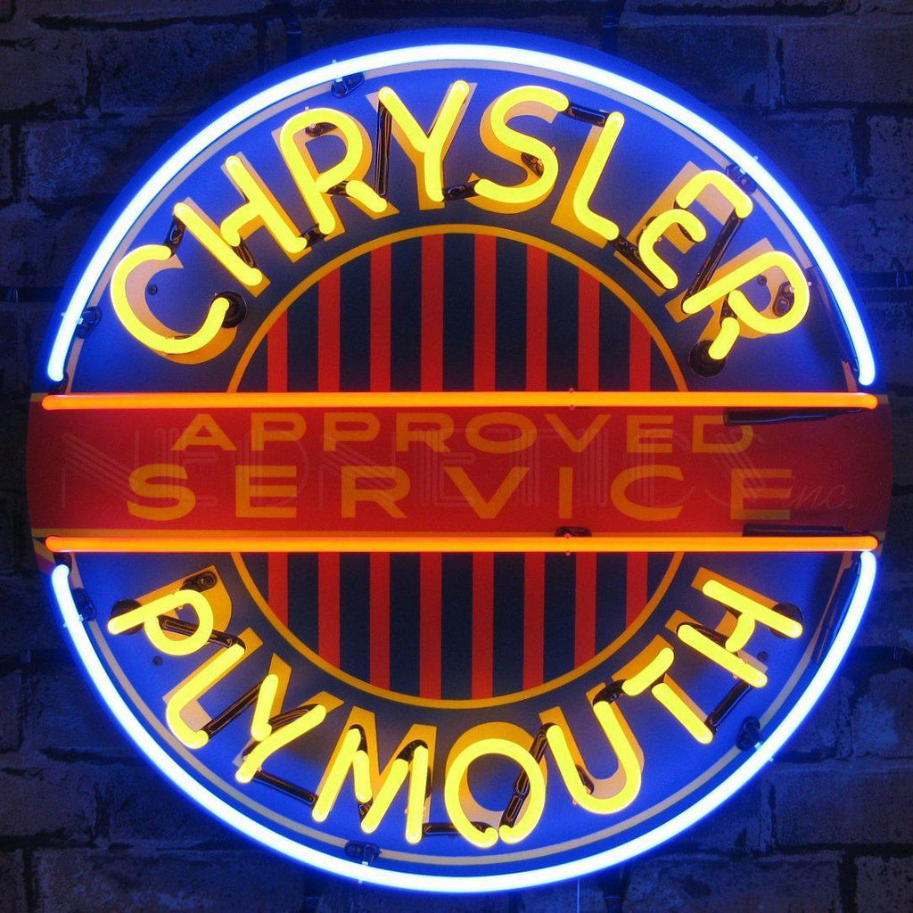 Chrysler Plymouth Neon Sign with Backing-Neon Signs-Grease Monkey Garage