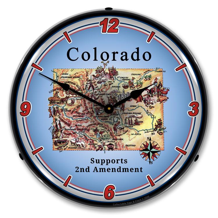 Colorado Supports the 2nd Amendment LED Clock-LED Clocks-Grease Monkey Garage