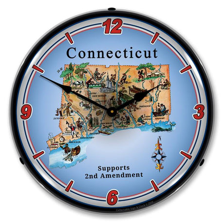 Connecticut Supports the 2nd Amendment LED Clock-LED Clocks-Grease Monkey Garage