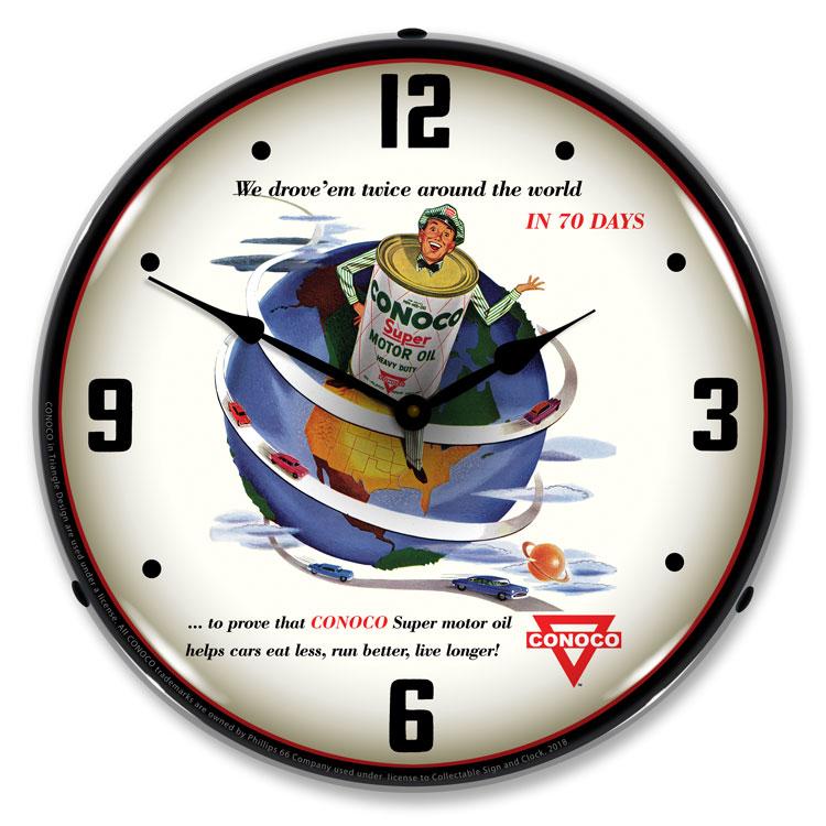 Conoco Super Motor Oil LED Clock-LED Clocks-Grease Monkey Garage