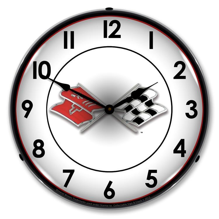 Corvette 4G Logo LED Clock-LED Clocks-Grease Monkey Garage