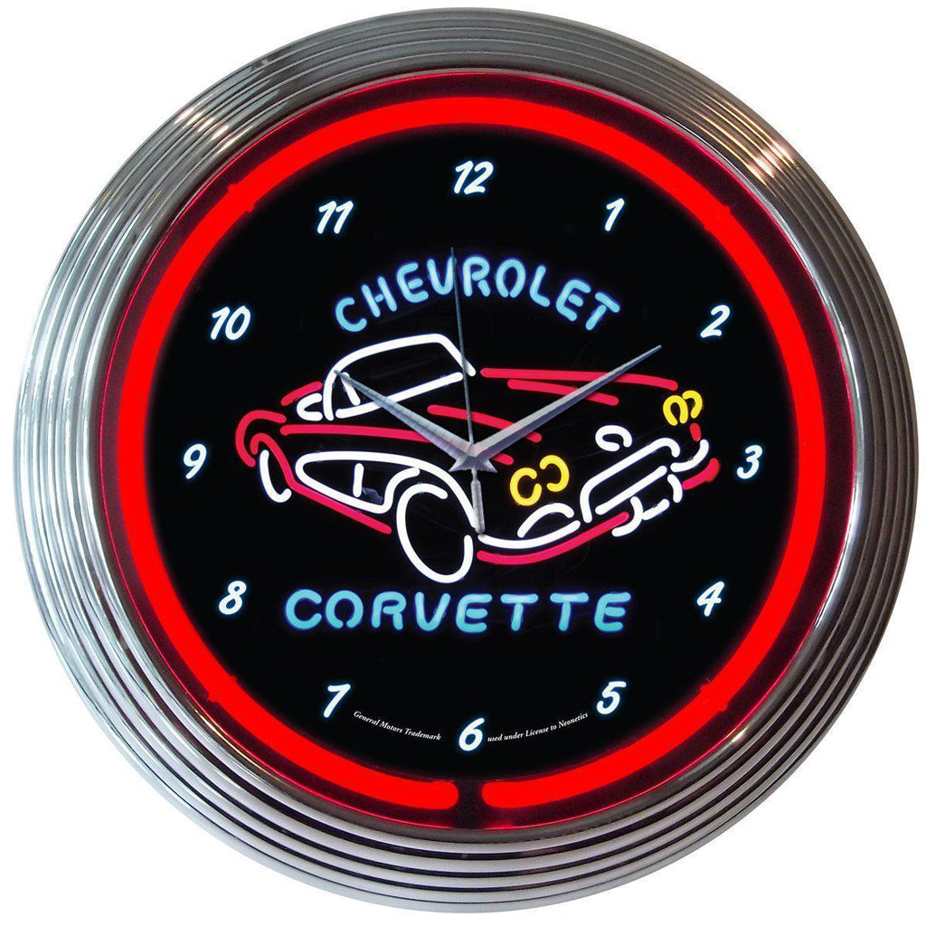 Corvette C1 Neon Clock-Clocks-Grease Monkey Garage
