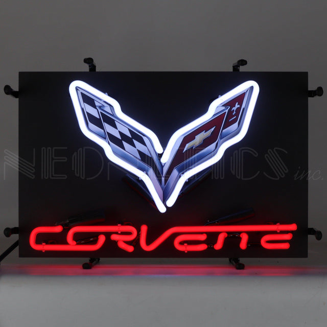 Corvette C7 Junior Neon Sign with Backing-Neon Signs-Grease Monkey Garage