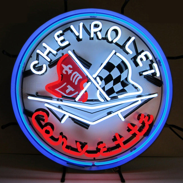 Corvette Neon Sign with Blue outer ring-Neon Signs-Grease Monkey Garage