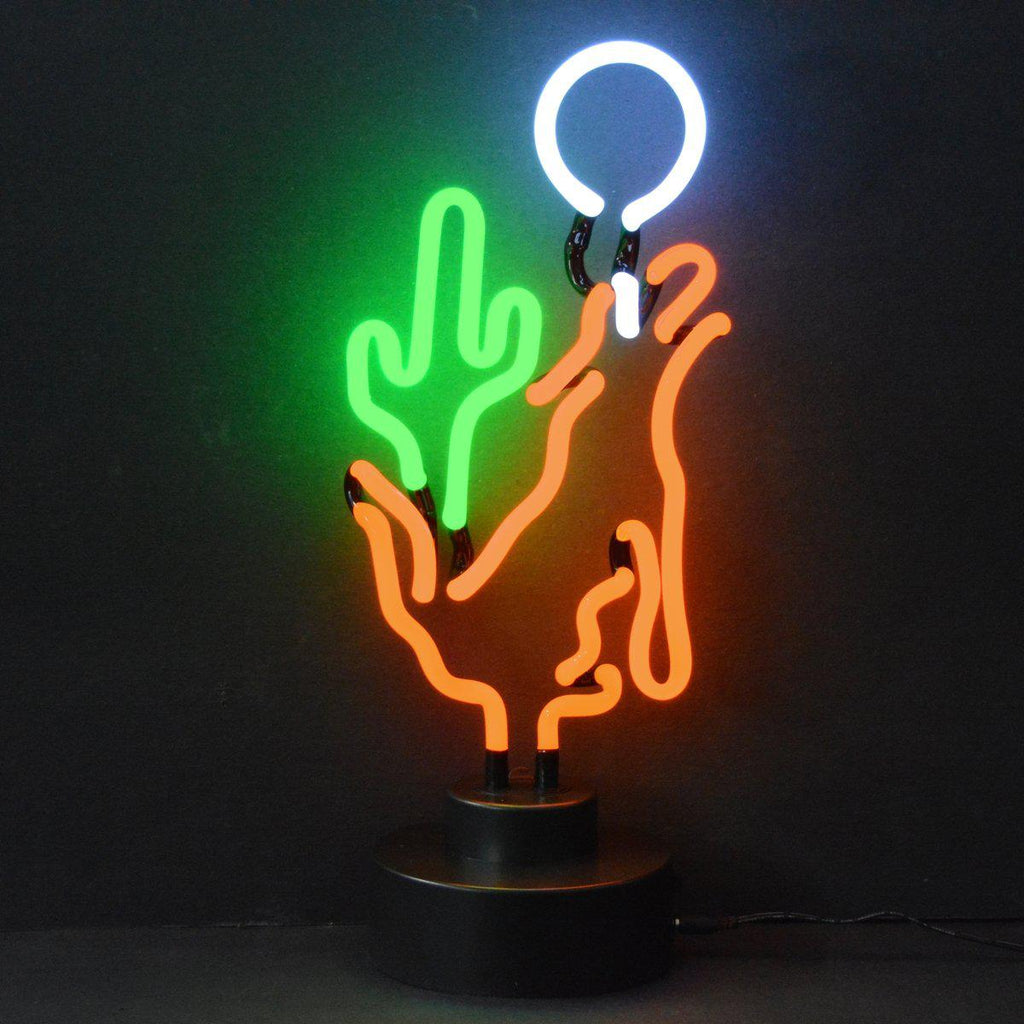 Coyote Moon Cactus Neon Sculpture-Neon Sculptures-Grease Monkey Garage