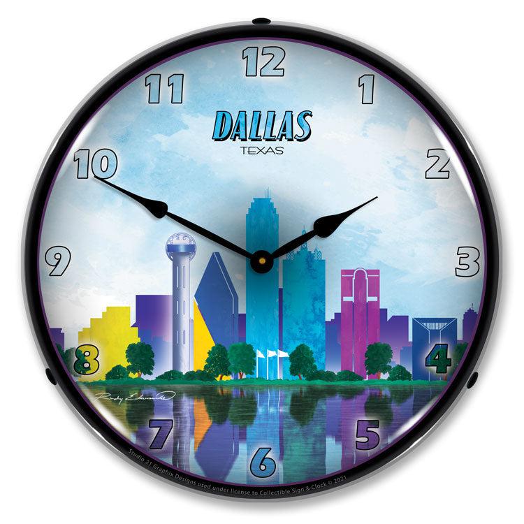 Dallas Skyline LED Clock-LED Clocks-Grease Monkey Garage