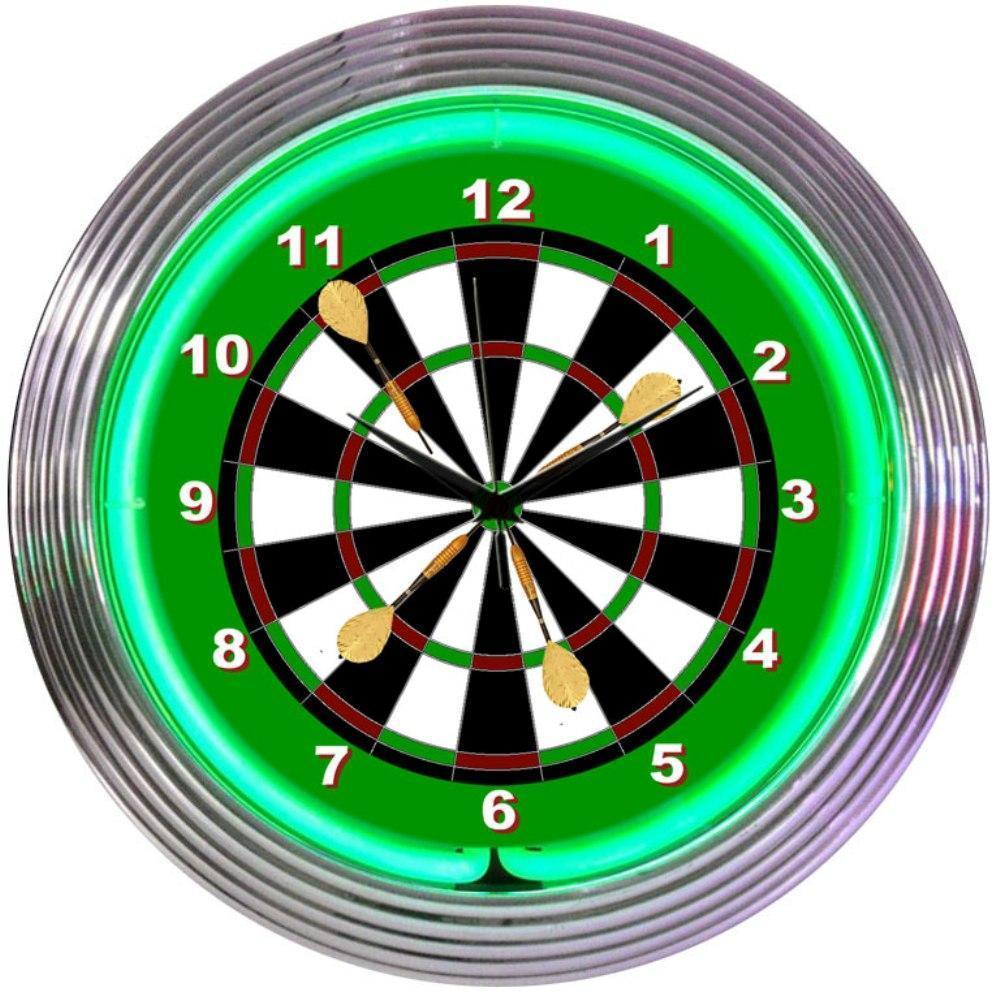 Darts Neon Clock-Clocks-Grease Monkey Garage