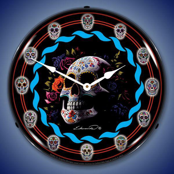 Day of the Dead Backlit LED Clock-LED Clocks-Grease Monkey Garage
