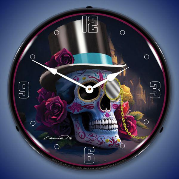 Day of the Dead Tophat Backlit LED Clock-LED Clocks-Grease Monkey Garage