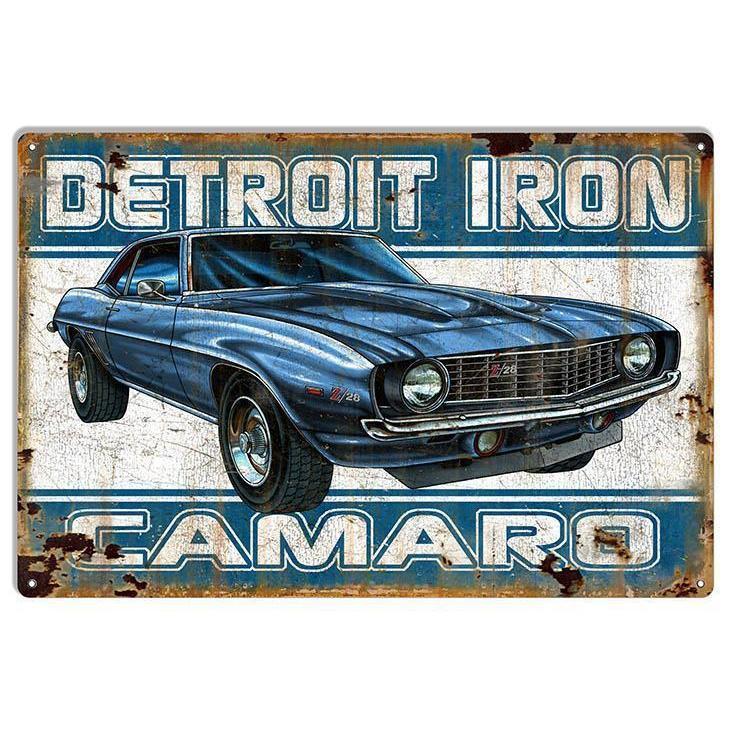 Detroit Iron 1969 Camaro Z/28 Metal Sign-Metal Signs-Grease Monkey Garage