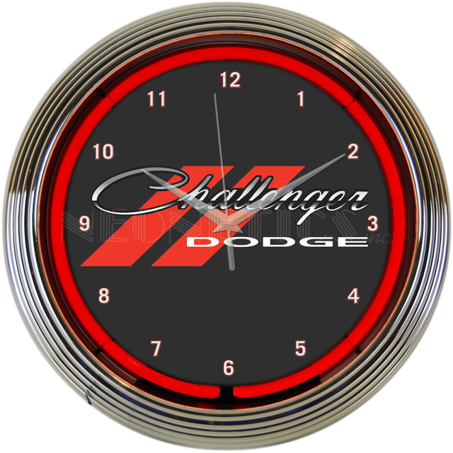 Dodge Challenger Red Neon Clock-Clocks-Grease Monkey Garage