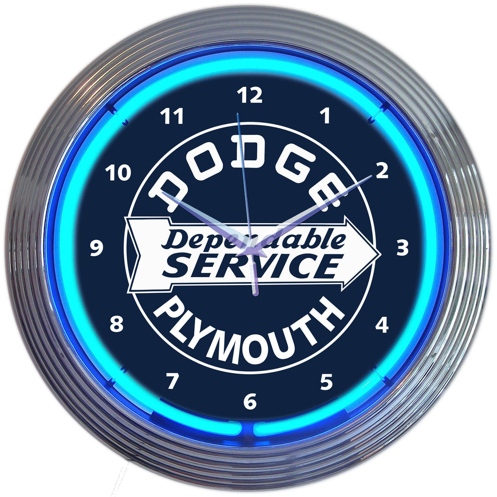 Dodge Dependable Service Neon Clock-Clocks-Grease Monkey Garage