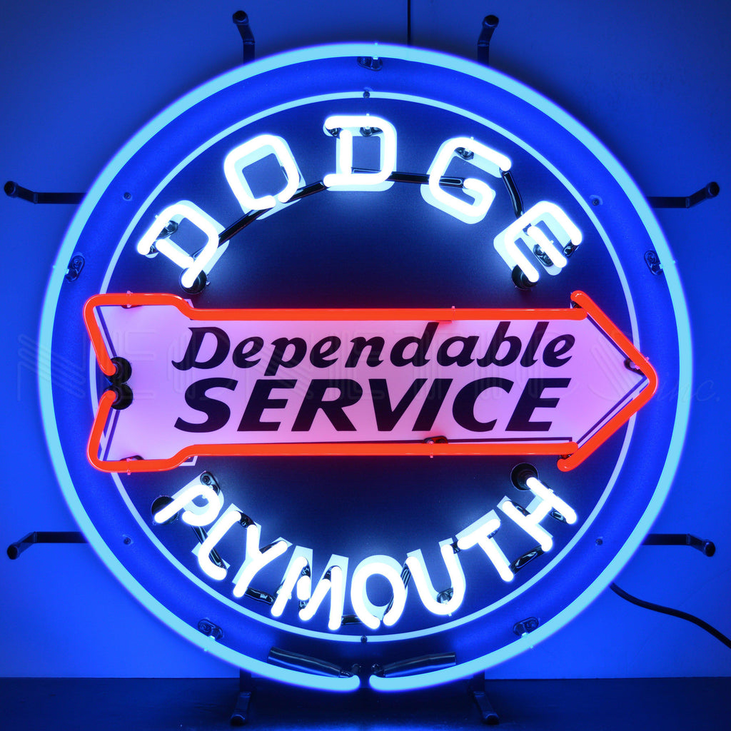 Dodge Dependable Service Neon Sign-Neon Signs-Grease Monkey Garage