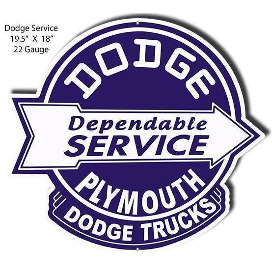 Dodge Plymouth Dependable Service Laser Cut Metal Sign-Metal Signs-Grease Monkey Garage