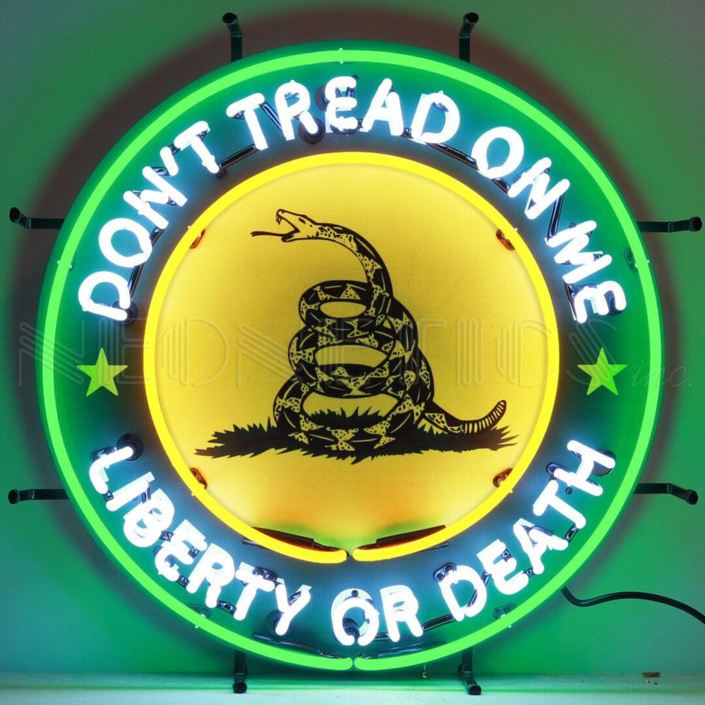 Don't Tread on Me Liberty or Death Neon Sign with Backing-Neon Signs-Grease Monkey Garage