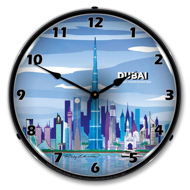 Dubai Skyline LED Clock-LED Clocks-Grease Monkey Garage
