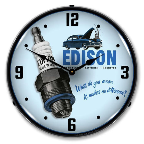 Edison Spark Plugs Backlit LED Clock-LED Clocks-Grease Monkey Garage