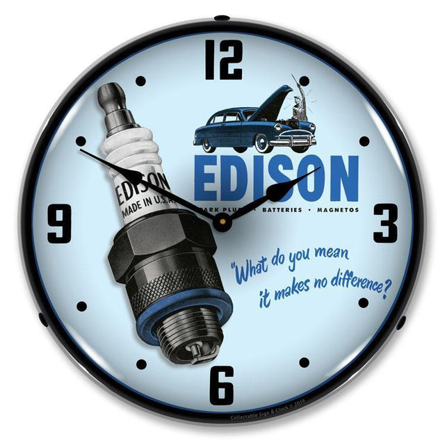 Edison Spark Plugs Backlit LED Clock-LED Clocks-Grease Monkey Garage