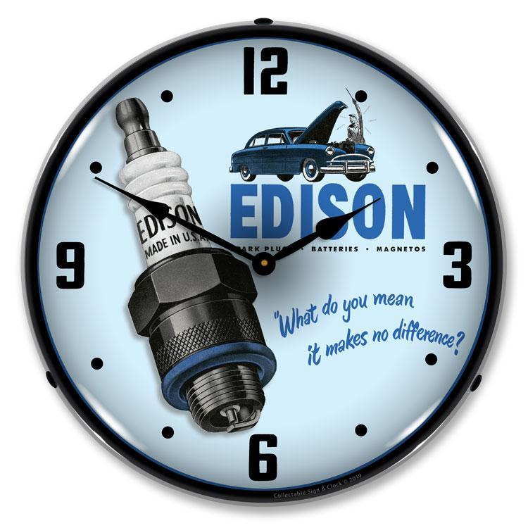 Edison Spark Plugs Backlit LED Clock-LED Clocks-Grease Monkey Garage