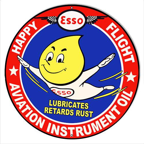 Esso Aviation Instrument Oil Happy the Oil Drop Man Metal Sign-Metal Signs-Grease Monkey Garage