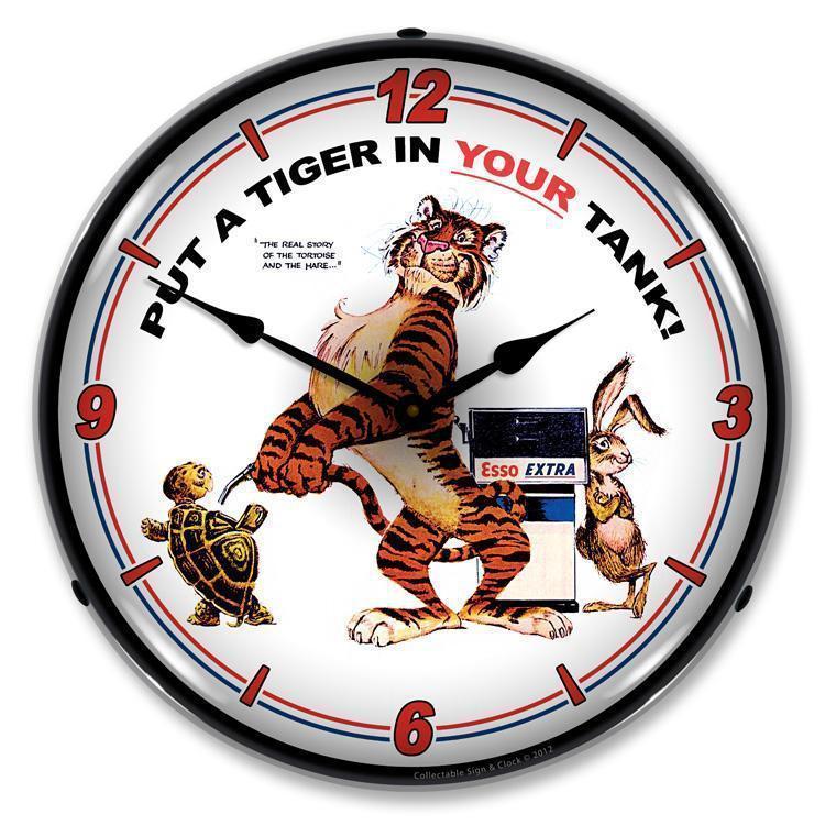 Esso Tiger Backlit LED Clock-LED Clocks-Grease Monkey Garage