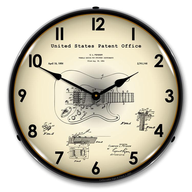 Fender 1954 Patent Backlit LED Clock-LED Clocks-Grease Monkey Garage