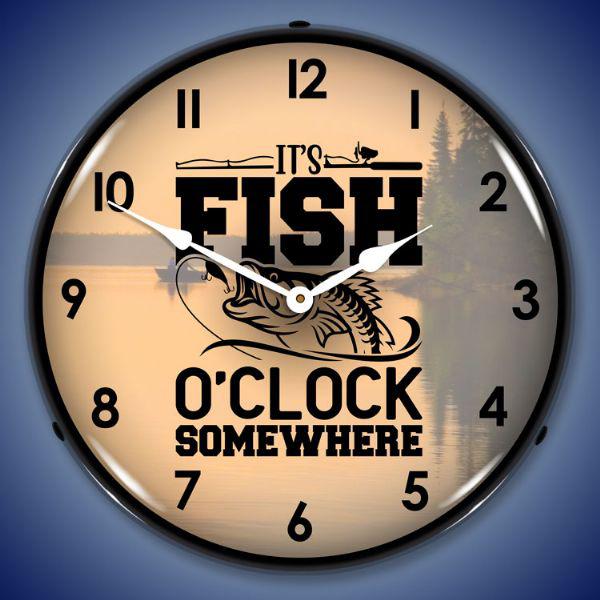 Fishing Time Backlit LED Clock-LED Clocks-Grease Monkey Garage