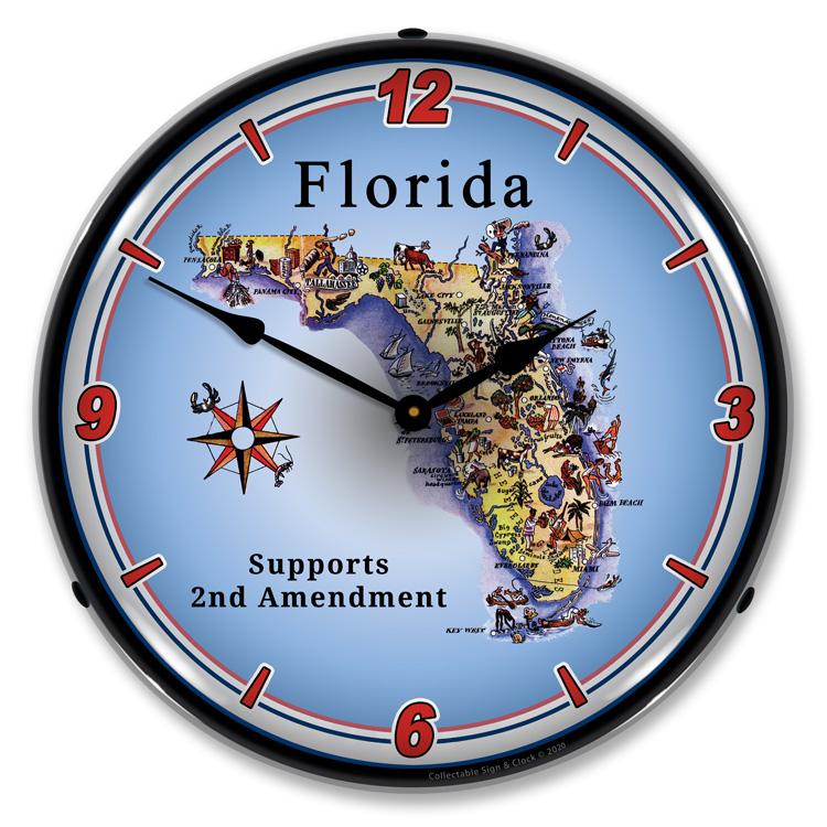 Florida Supports the 2nd Amendment LED Clock-LED Clocks-Grease Monkey Garage