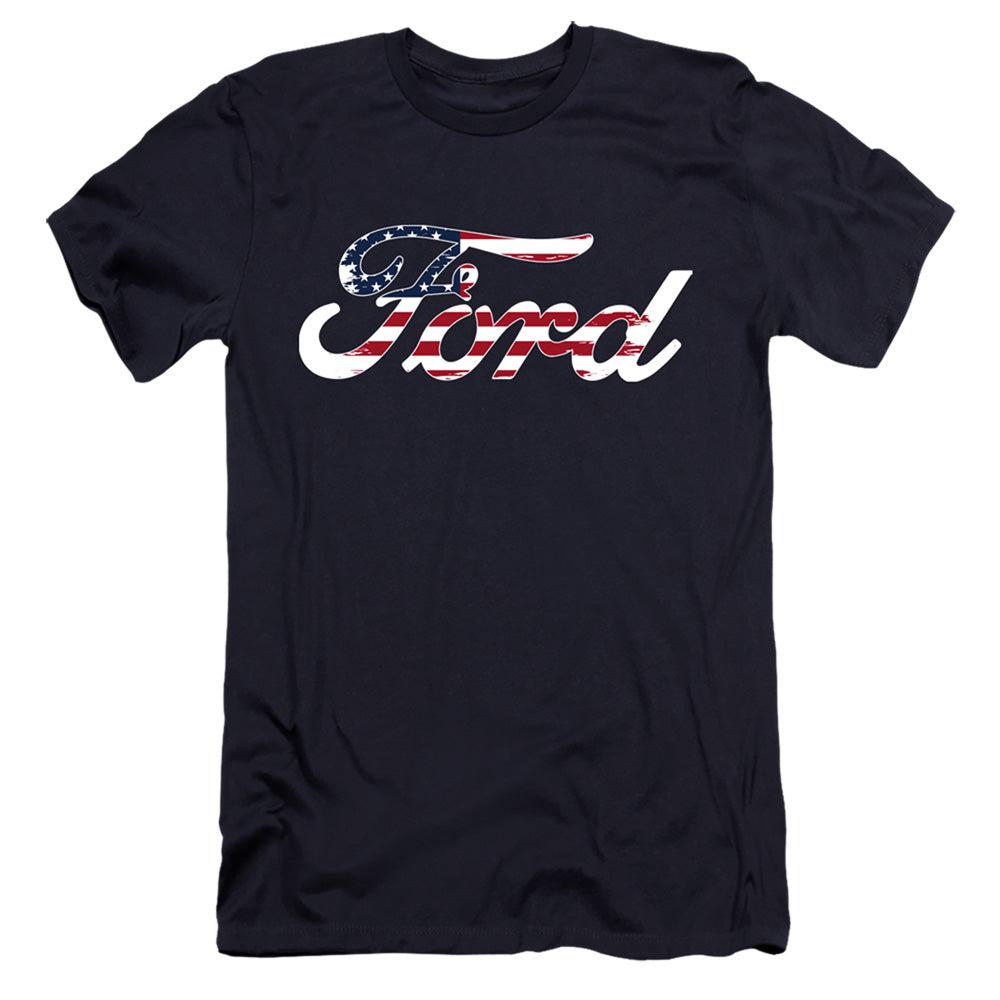 Ford American Flag Logo Short-Sleeve T-Shirt-Grease Monkey Garage