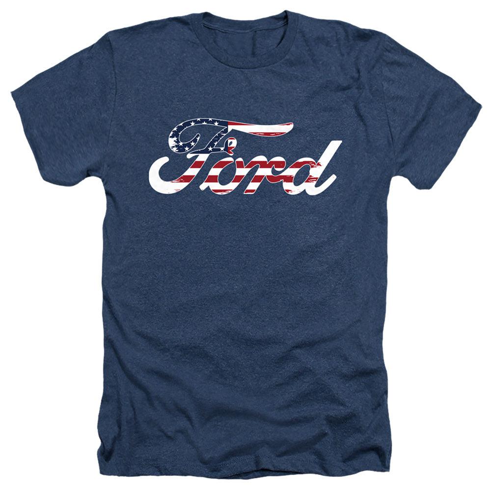 Ford American Flag Logo Short-Sleeve T-Shirt-Grease Monkey Garage