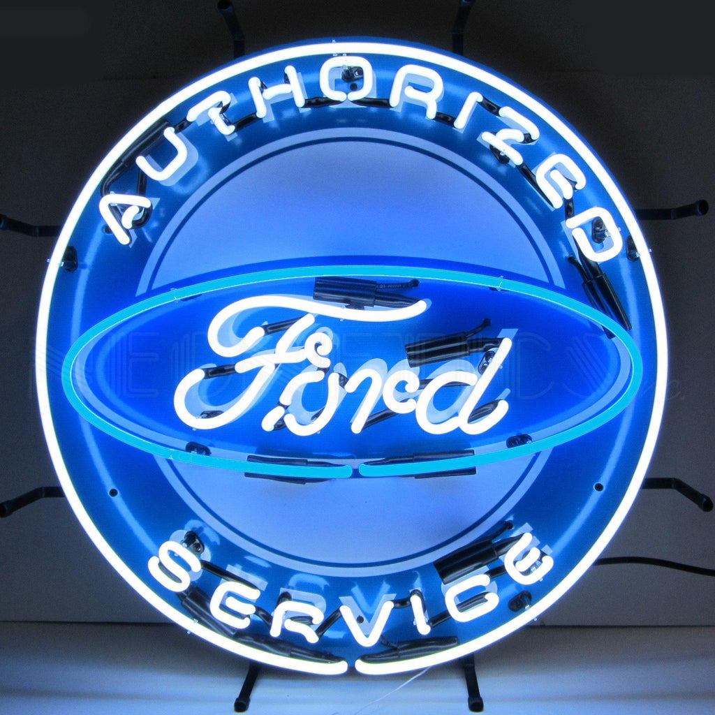 Ford Authorized Service Neon Sign with Backing-Neon Signs-Grease Monkey Garage