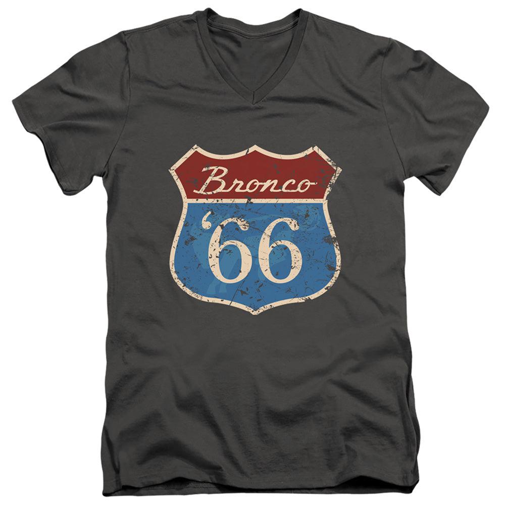 Ford Bronco Route 66 Bronco Short-Sleeve V-Neck T-Shirt-Grease Monkey Garage