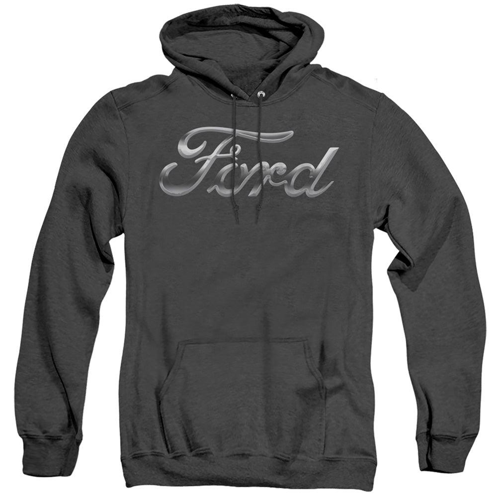 Ford Chrome Ford Script Logo Heather Hoodie-Grease Monkey Garage