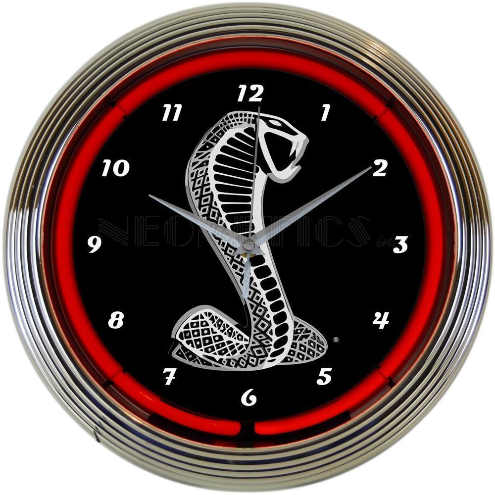 Ford Cobra Coiled Snake Logo Neon Clock-Clocks-Grease Monkey Garage