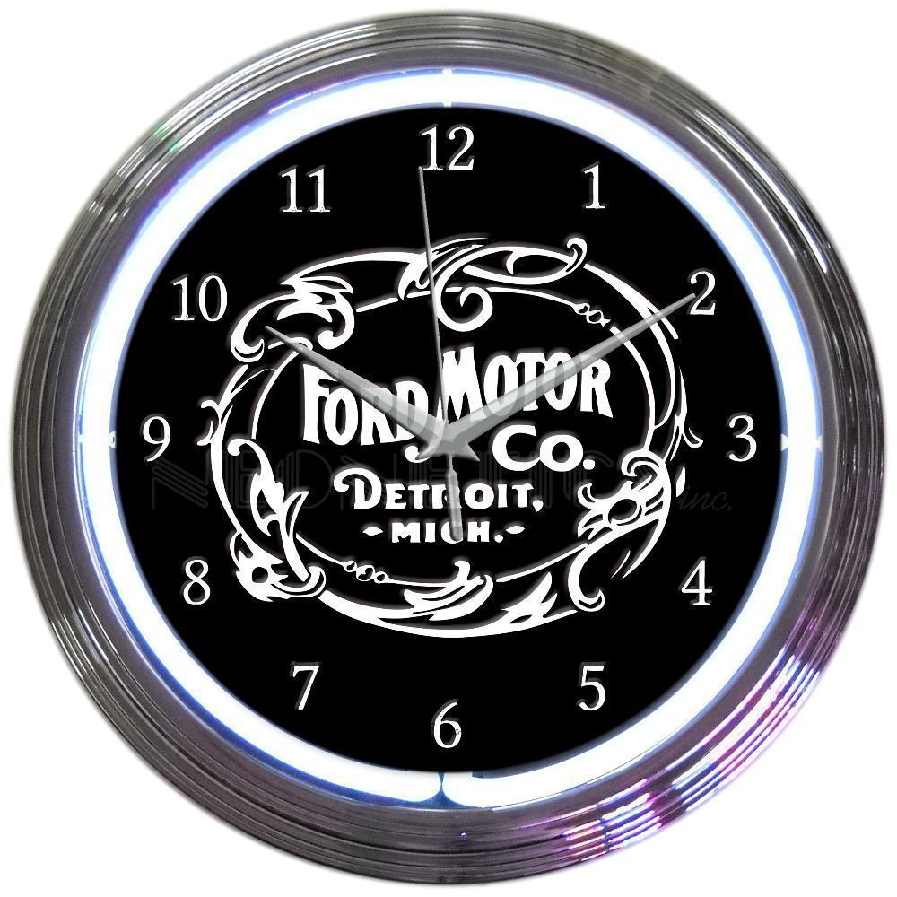 Ford Motor Company 1903 Heritage Emblem Neon Clock-Clocks-Grease Monkey Garage