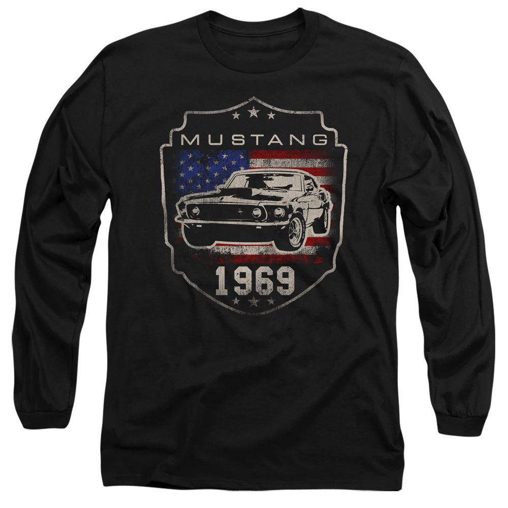 Ford Mustang 1969 American Flag Long-Sleeve T-Shirt-Grease Monkey Garage
