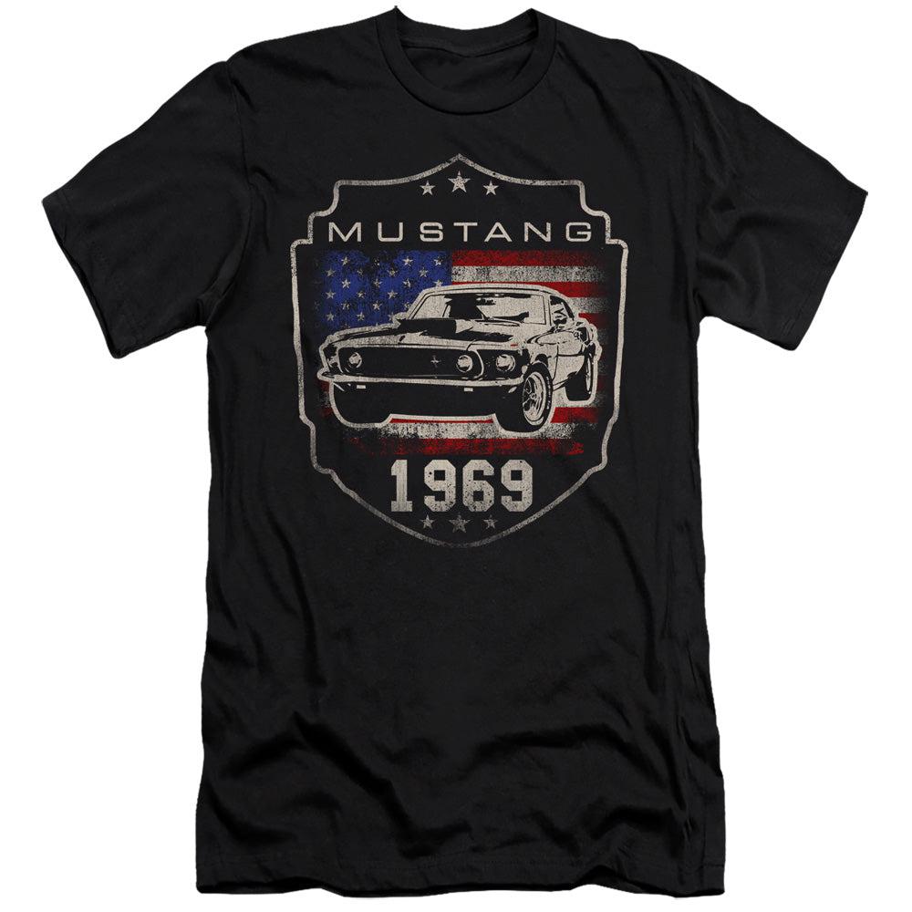 Ford Mustang 1969 American Flag Short-Sleeve T-Shirt-Grease Monkey Garage