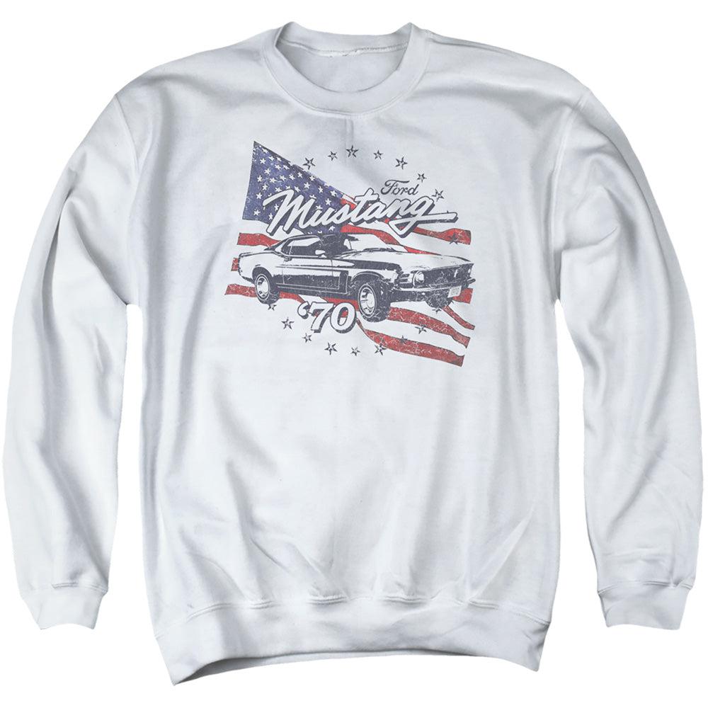 Ford Mustang 1970 Mustang American Flag Sweatshirt-Grease Monkey Garage