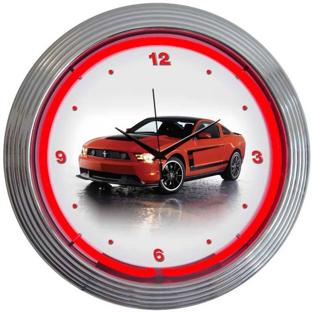 Ford Mustang Boss 302 Neon Clock-Clocks-Grease Monkey Garage
