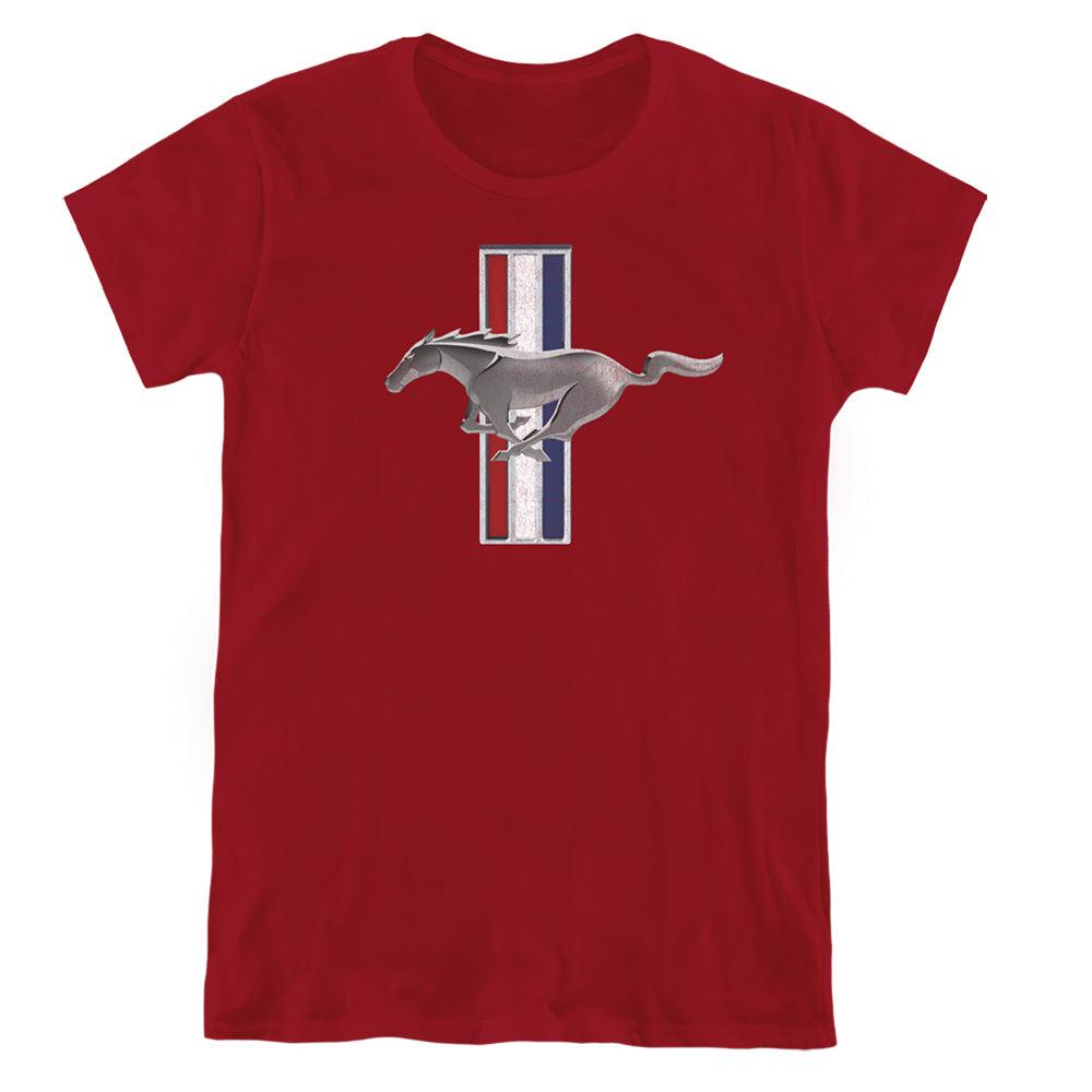 Ford Mustang Vintage Tribar Logo Women's Short-Sleeve T-Shirt-Grease Monkey Garage