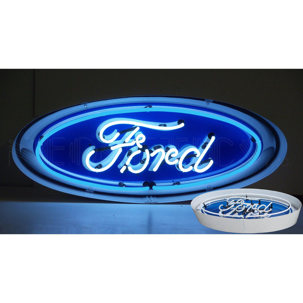 Ford Oval Neon Sign in Metal Can-Neon Signs-Grease Monkey Garage