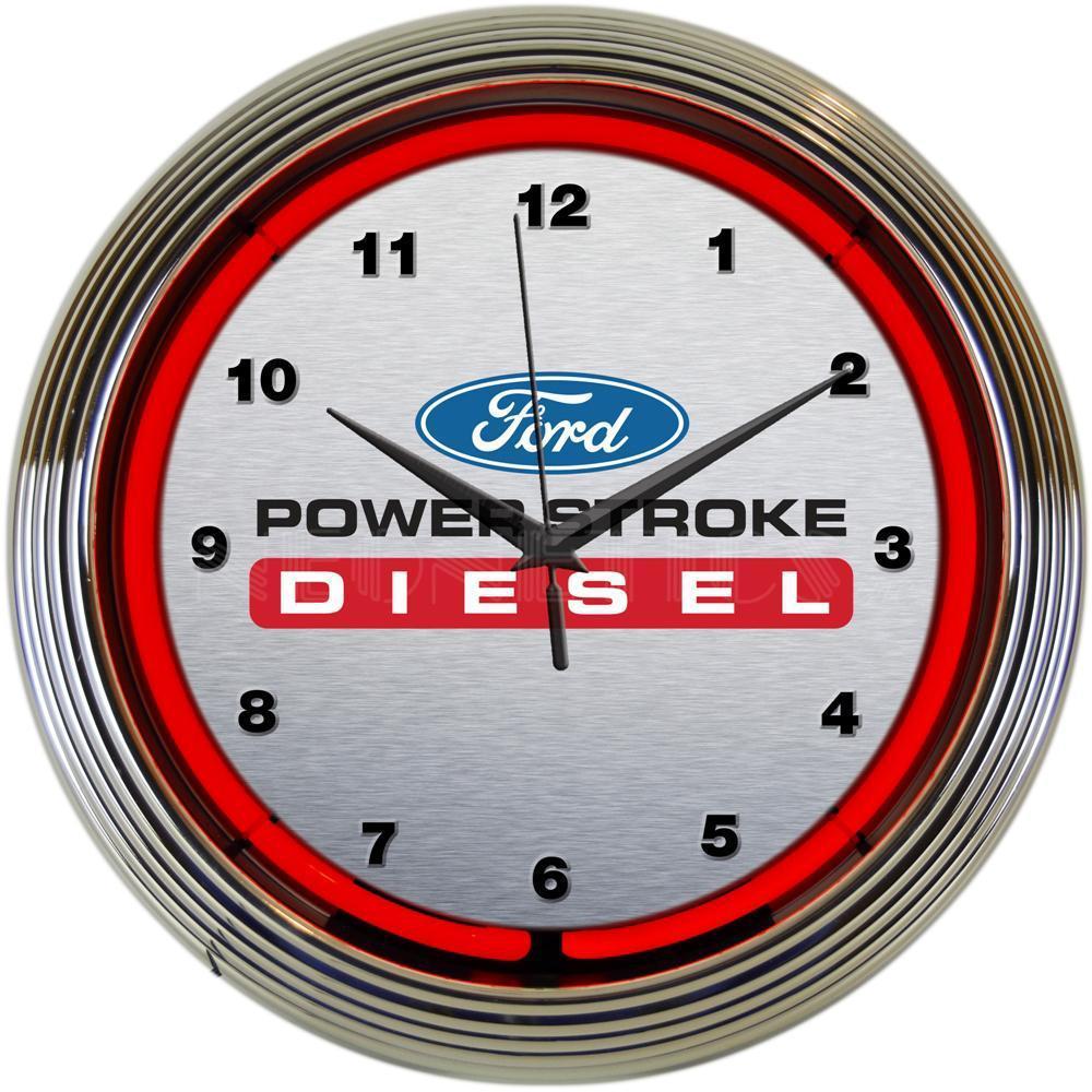 Ford Power Stroke Diesel Neon Clock-Clocks-Grease Monkey Garage