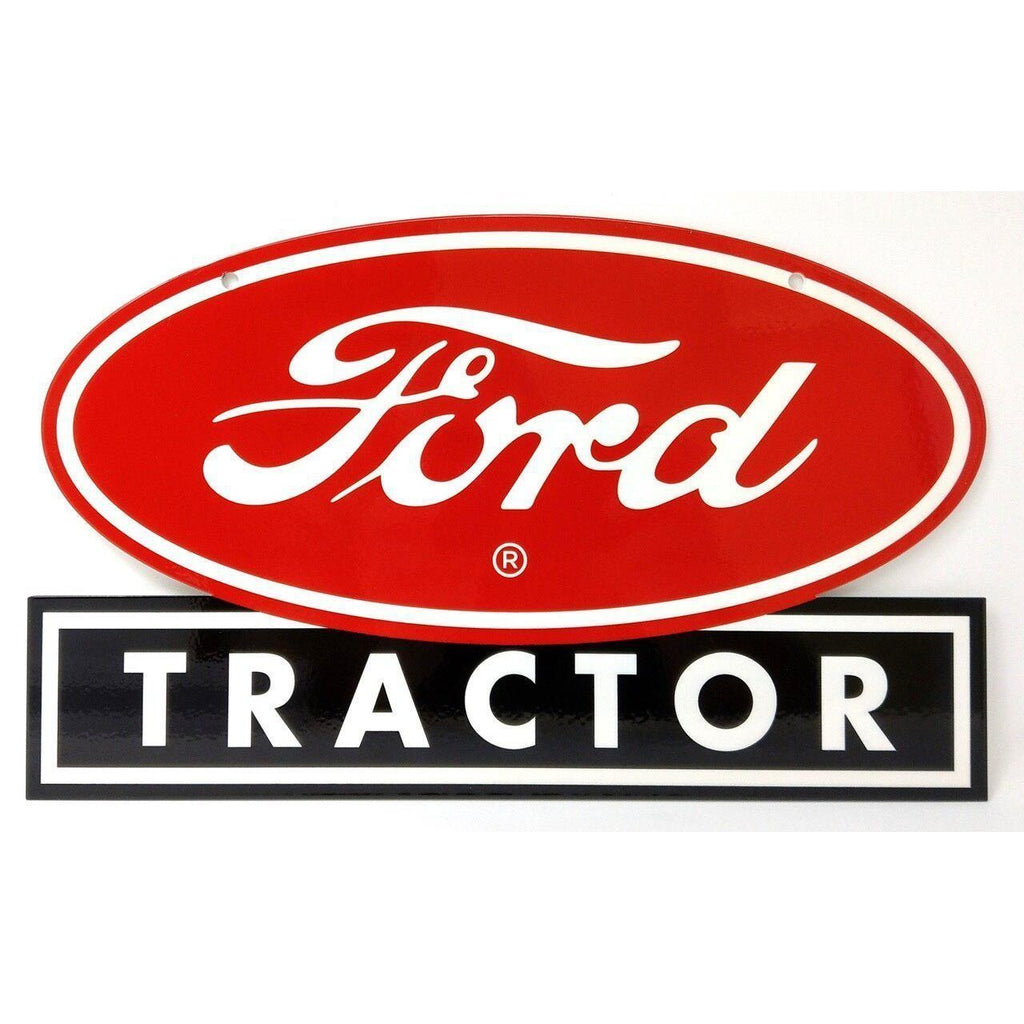 Ford Tractor Red and Black Emblem Metal Sign-Metal Signs-Grease Monkey Garage
