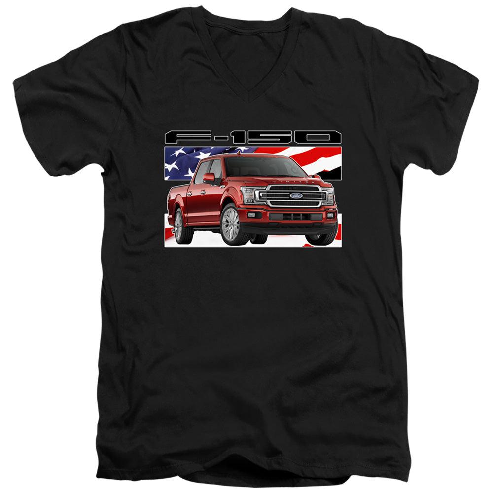 Ford Trucks F-150 American Flag Short-Sleeve V-Neck T-Shirt-Grease Monkey Garage