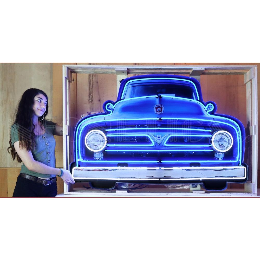 Ford V8 Truck Grille Neon Sign in Steel Can-Neon Signs-Grease Monkey Garage