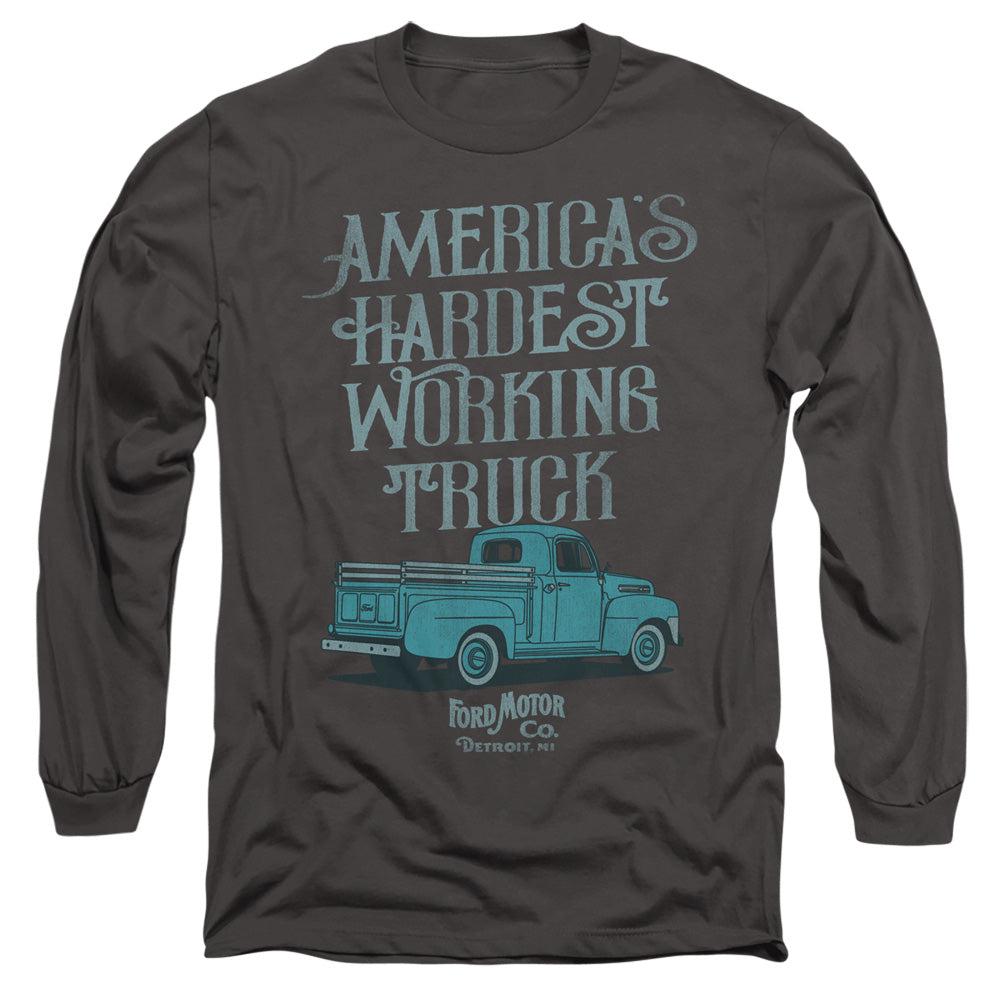 Ford Vintage America's Hardest Working Truck Long-Sleeve T-Shirt-Grease Monkey Garage