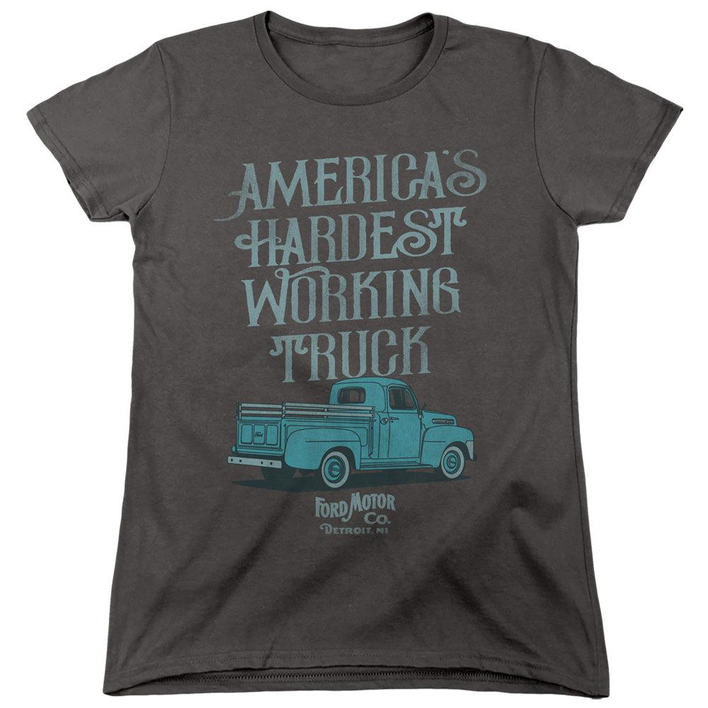 Ford Vintage America's Hardest Working Truck Women's Short-Sleeve T-Shirt-Grease Monkey Garage