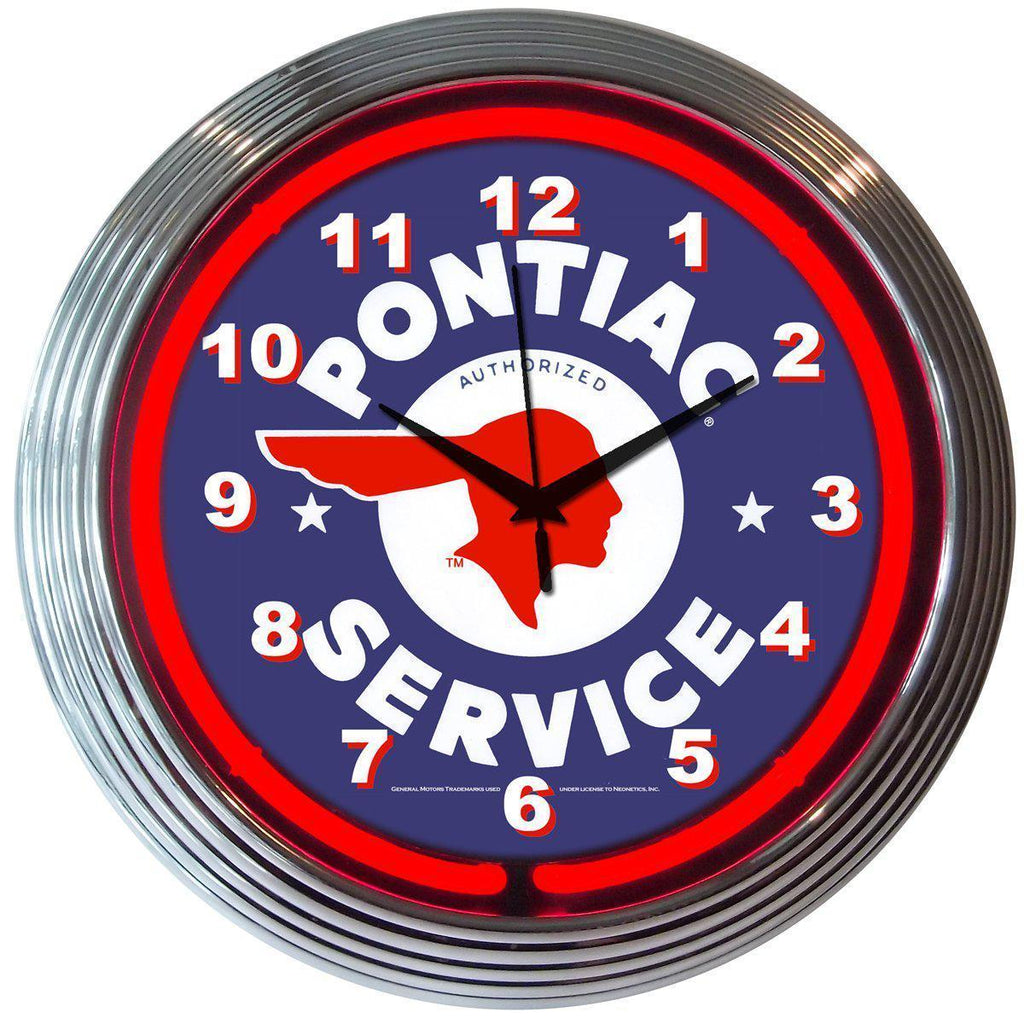 GM Pontiac Service Neon Clock-Clocks-Grease Monkey Garage